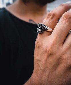 Anillo para hombre vikingo doble tigre