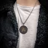 Collar hombre vikingo runa valknut uroboros acero baño en oro